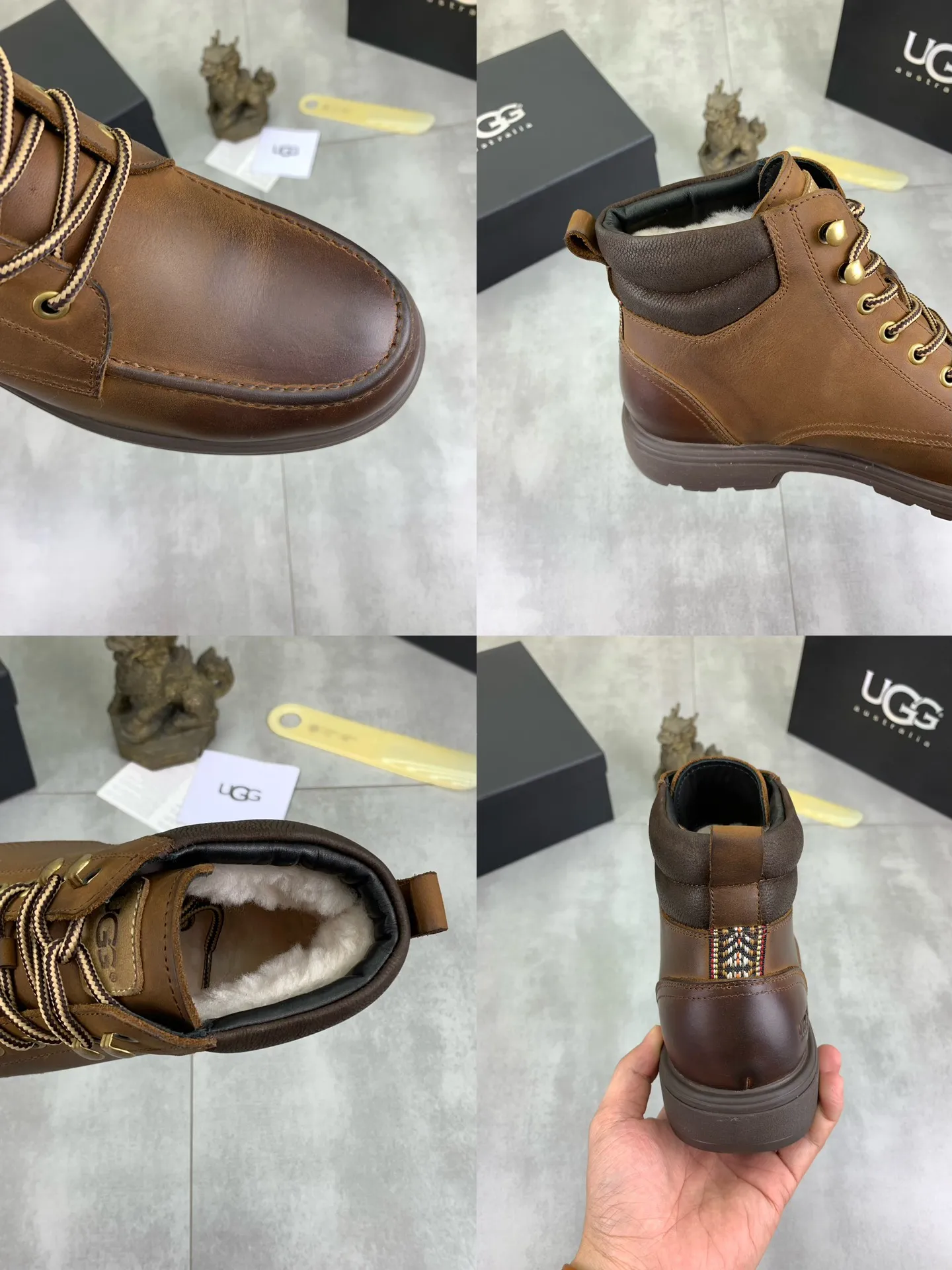 Factory price P640 💶[UGG] (full wool lining) Top-end high-quality fur integrated warm snow boots from Australia's warm luxury men's shoes brand, UGG-5877 official website synchronized, made of imported cowhide, carefully sewn...Imported rubber outsole (comfortable, soft, wear-resistant) The quality is really great...Exquisite workmanship, you can't put it down at first sight, code number: 39-44 Color: 3️⃣colors available